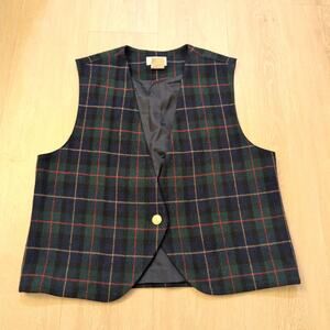 VTG Lucia Women's Size 12 Plaid Vest Preppy Academia  Green Blue Red‎ Wool 90s